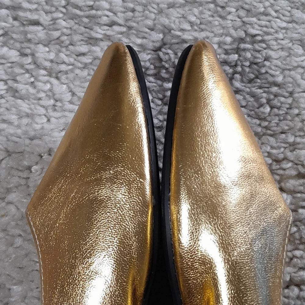 LUVTQ & LOVED Mettalic Gold Square Toe Flats Size 40